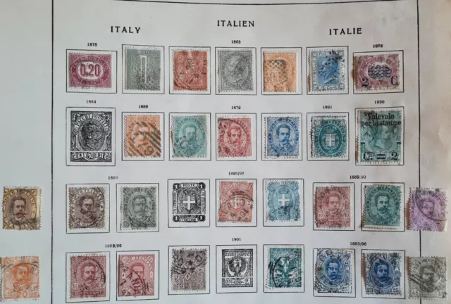 LOTTO ITALIA-Regno USATO, 1863-1926. 55 francobolli classici su fogli Schaubek