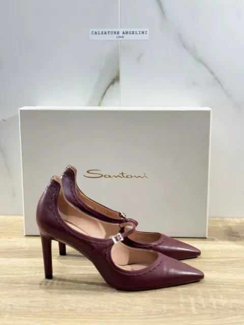 Santoni Décolleté Donna Pelle Bordo’ Luxury Woman Santoni Shoes 37