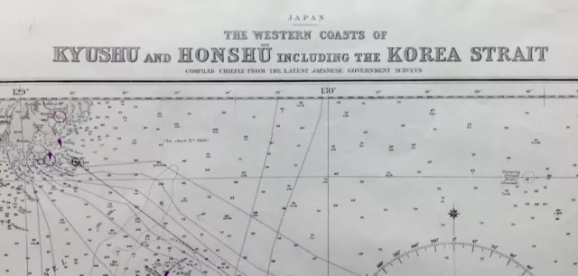 HONSHU, KYUSHU, CARGODO, JAPAN & KOREA, 1881 BRITISH ADMIRALTY SEA CHART.No.358