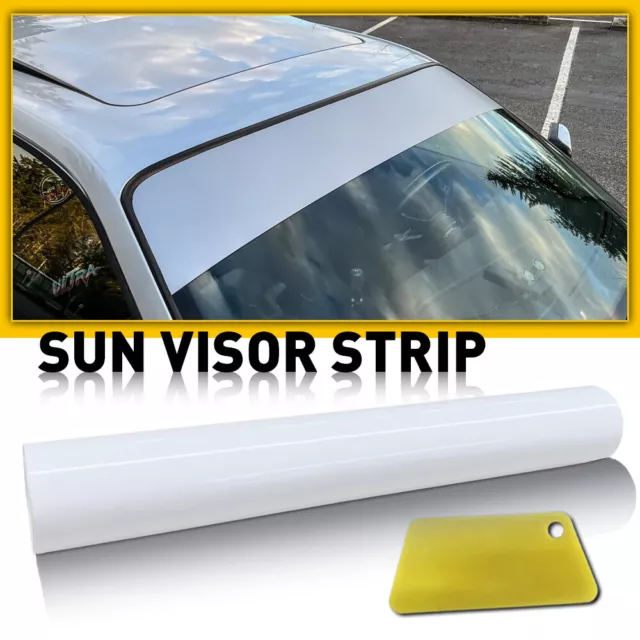 60x10'' Window Tint Windshield Sun Visor Vinyl PVC Decal Strip Sticker White