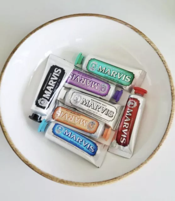 Juego de viaje de regalo colección de sabores de pasta de dientes Marvis, 7 piezas 25 ml sabores mixtos como nuevos