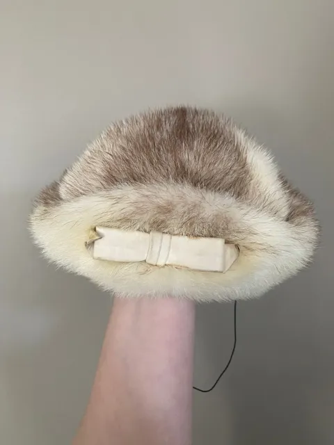 Women’s Mitzi Lorenz Real White Mink Fur Hat
