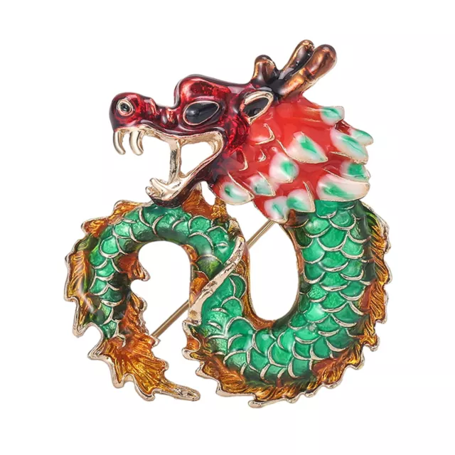 Durable Elegant Brooch Rust-proof Pin Vivid Dragon Zodiac for Men Suit Lapel