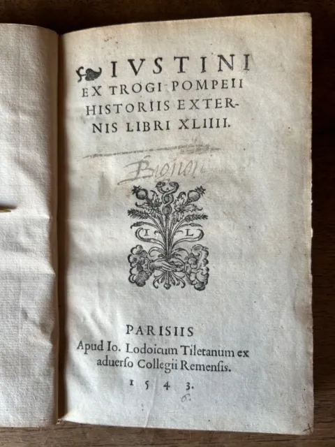 Antik Buch 1543 Iustini Ex Trogi Pompei Römisches Reich Assyrer Kaiser Augustus