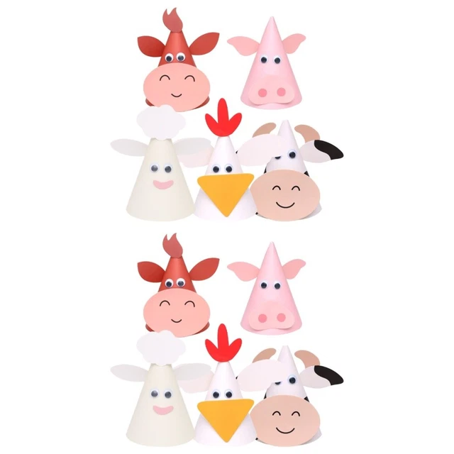 10 piezas Niños Bebé Hágalo usted mismo Bolso de Cumpleaños En Forma de Animal Cumpleaños Fiesta Sombrero