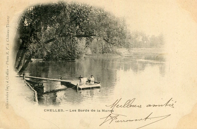 Carte CHELLES Les bords de la Marne Lavandière au travail