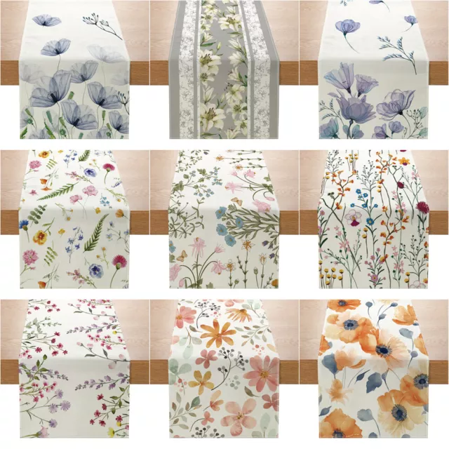 Bufandas de tocador de arpillera floral 13x72 icnh para decoración de mesa