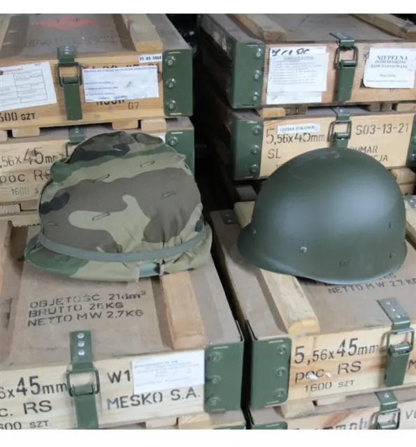 US Stahlhelm M1+ Innenhelm Inkl. Tarnbezug woodland Army Helm vietnam Helmgummi