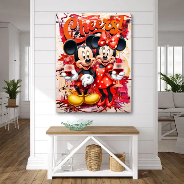 Pop Art Leinwandbild Micky und Minnie Maus Wandbild Wohnzimmer Disney Bilder