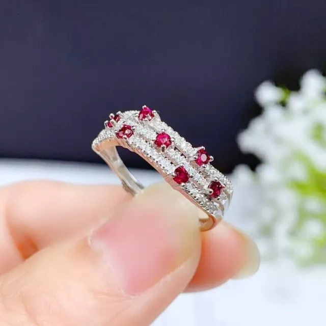 Élégante bague de fiançailles en diamant rubis rouge 3 carats créée en...