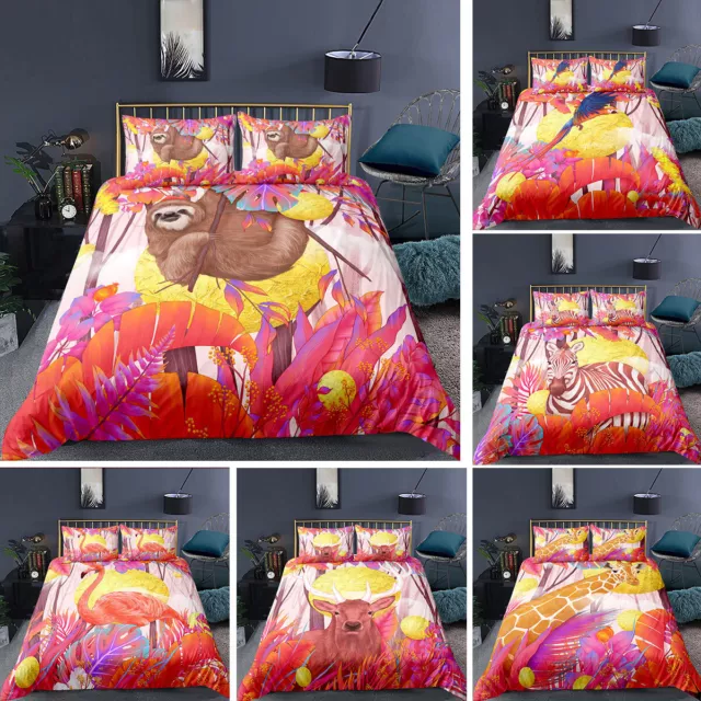 3D Sloth Duvet Cover Set Animal Pillowcase Quilt Cover Single Double Queen King