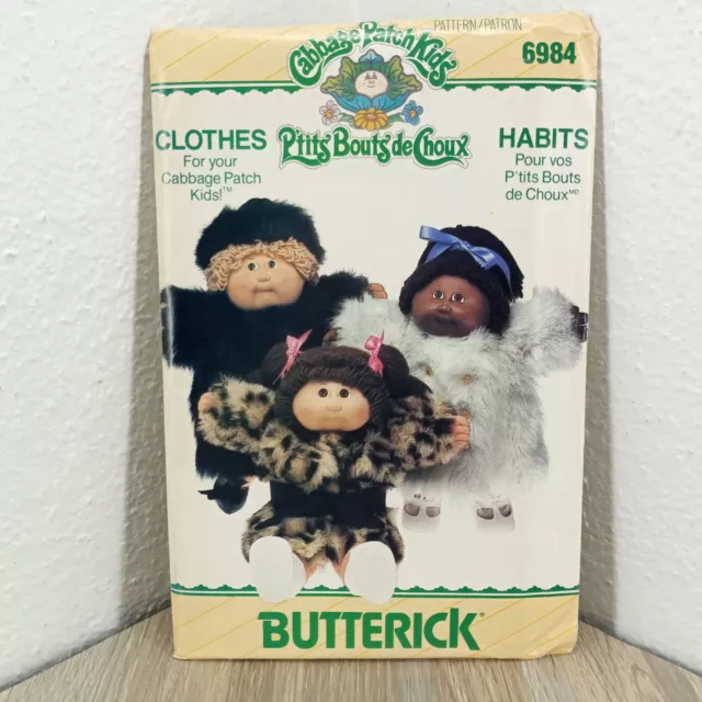 Sewing Pattern Doll Clothes Coats Hats Cabbage Patch Kids UNCUT Butterick 6984