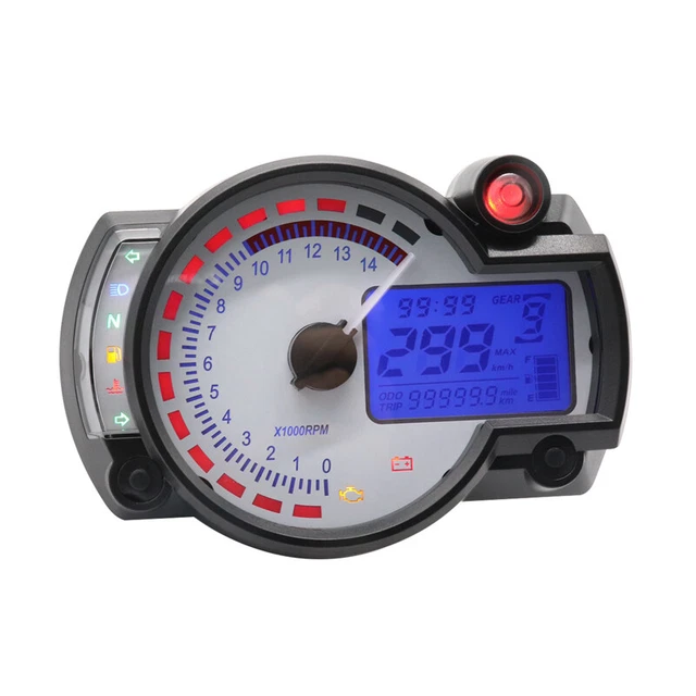 12V Motorcycle Odometer/Speedometer Digital Gauge Tachometer 7Color Backlight US