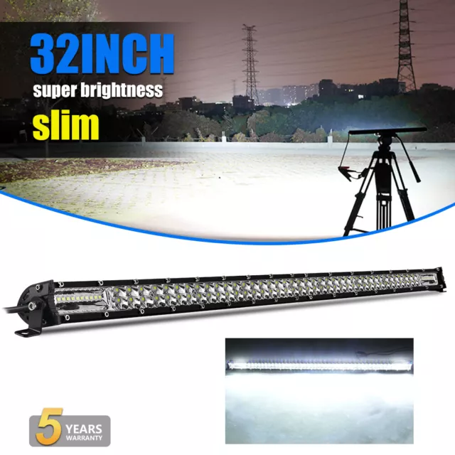 Dual Row 32INCH LED Light Bar 2040W Driving Offroad Flood Spot Combo Beam PK 30"