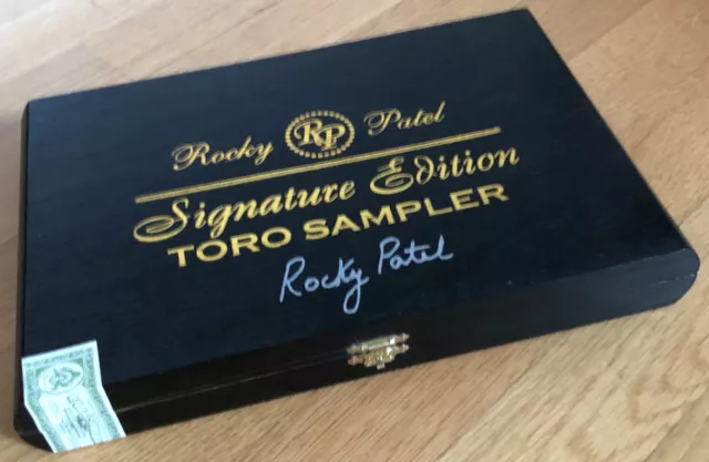 Rare Signed ROCKY PATEL Signature Edition TORO SAMPLER ~ HAND MADE CIGAR BOX 