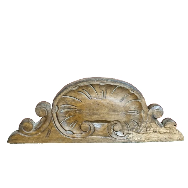 Antique Wood Pediment Shell Decor French Architectural salvage Carving