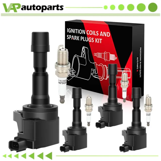 4 For 2011 Honda Fit 1.5L L4 Ignition Coils & 4 Spark Plugs