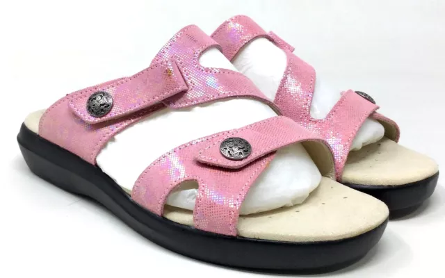 Propet Womens St. Lucia Slide Sandal Peep Toe Pink Foil Size 6.5 M US 2