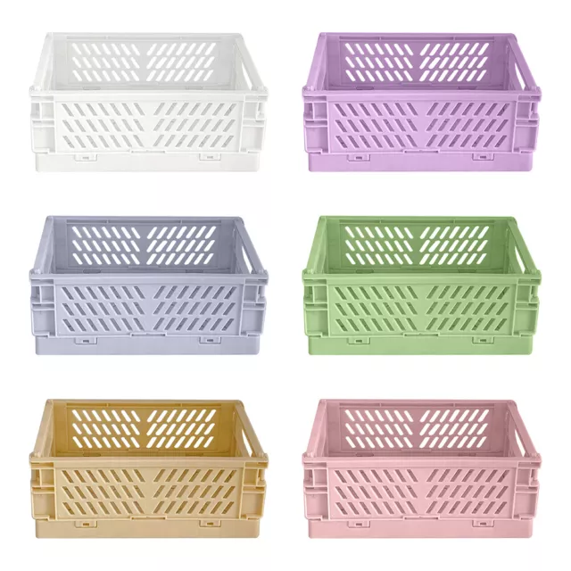 Folding Collapsible Plastic Storage Crate Home Stackable Basket Container Bo