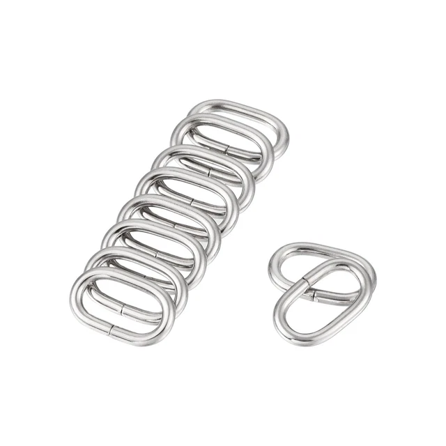 Metallo Ovale Anello Fibbie 10x5mm per Borse Cinture Bricolage Argento Tono 20pz