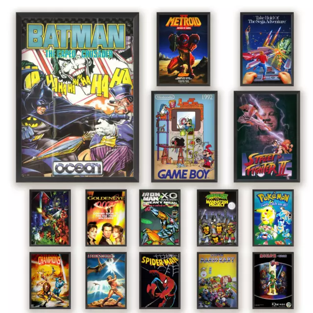 Retro Video Game Poster Classic Vintage 80s 90s Print Picture Wall Art  A4