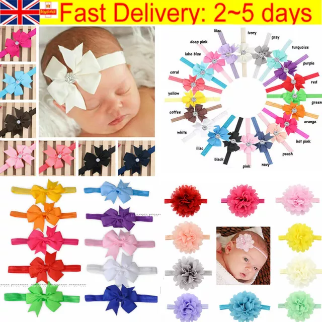 10-20pcs Newborn Baby Headbands Set Elastic Kids Girls Bow Hair Band Headdress