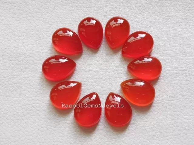 8x12 mm Pear Red Onyx Cabochon Loose Gemstone Wholesale Lot For Jewelry Making