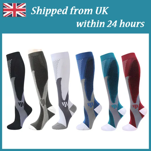 Unisex Compression High Socks Sports Men Women Calf Shin Leg Running  Invisible
