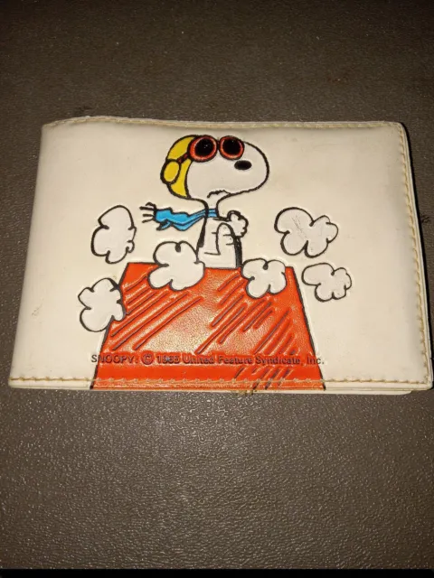 Vintage 1965 Peanuts Snoopy Ace Wallet From Butterfly Collection white RARE #420