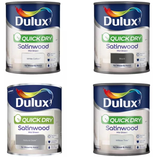 Dulux - Quick Drying Satinwood Paint For Wood & Metal - Various Colours - 750ml