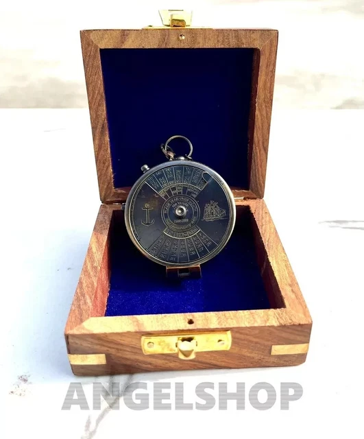 COUVERCLE ANTIQUE TITANIC Boussole Laiton Nautique Vintage Navigation Poche... EUR 37,76