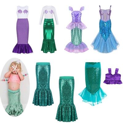 Child Girls Mermaid Fairytale Princess Fancy Dress Kids Halloween Costume Outfit