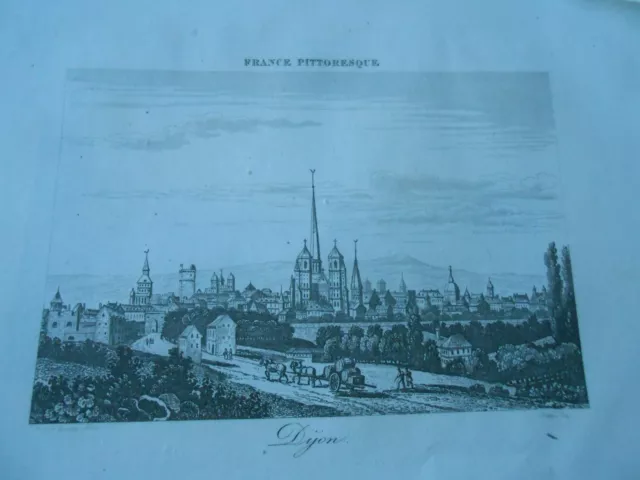 Gravure 1850 - Vue de Dijon