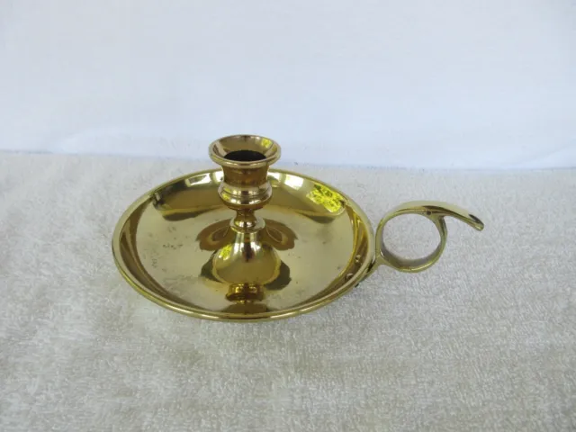Vintage+LARGE ~[ 8" ]~  Solid Brass Candle Holder With Handle~~NICE ITEM !