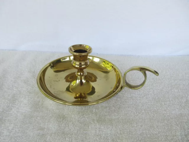 Vintage+LARGE ~[ 8" ]~  Solid Brass Candle Holder With Handle~~NICE ITEM !