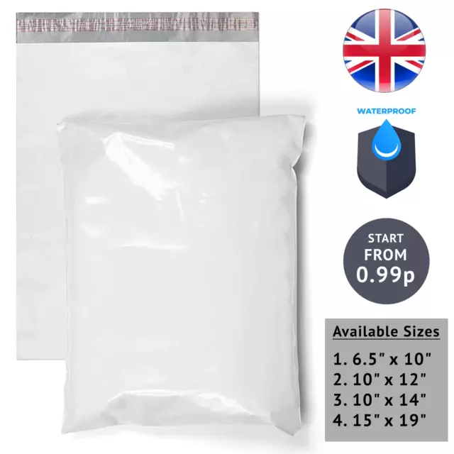 Postal Post Packaging Bags Plastic Parcel Packing Mailing Self Seal Grey White