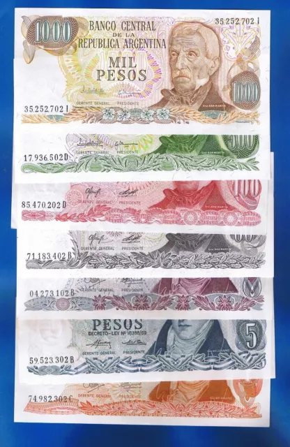Argentinien / Argentina - 7 x BANKNOTEN  1 / 1000 Pesos  P- 287 / 304  UNC SET