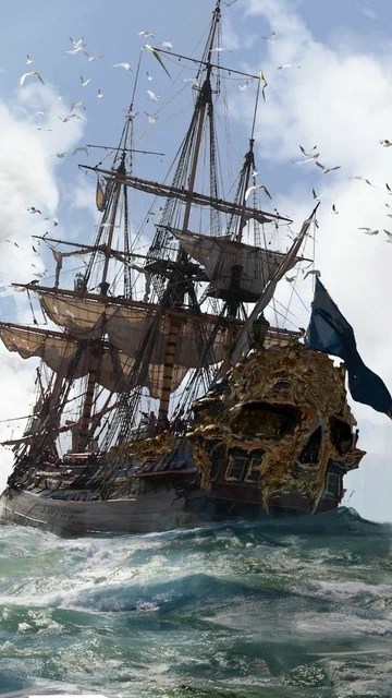Tableau bateau pirate pleine lune