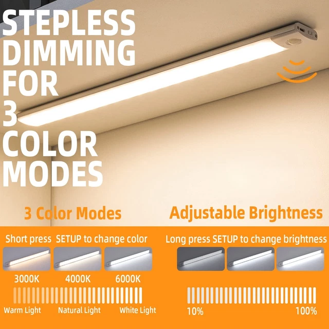 MOTION SENSOR LIGHTS Indoor (20cm) 40 LED Under Cabinet Lights 6000K ...