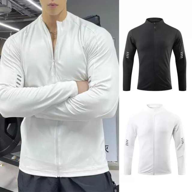 Men Cycling Coat Stretch Men's Stand Collar Quick-drying Gym with Elastic Sweat