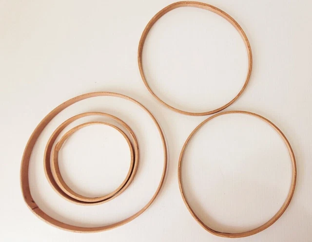 Set 5 Basket round hoop handles slightly damaged 4 inches to 7 inches weaving