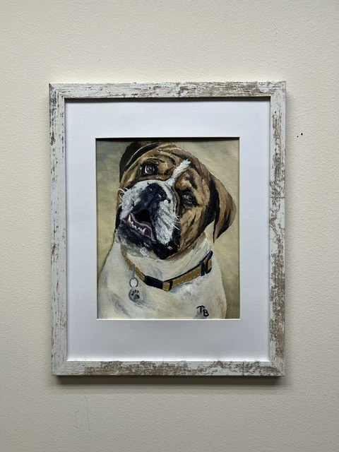 Custom close up bulldog dog portrait- 11x14 inch frame 8x10 inch canvas