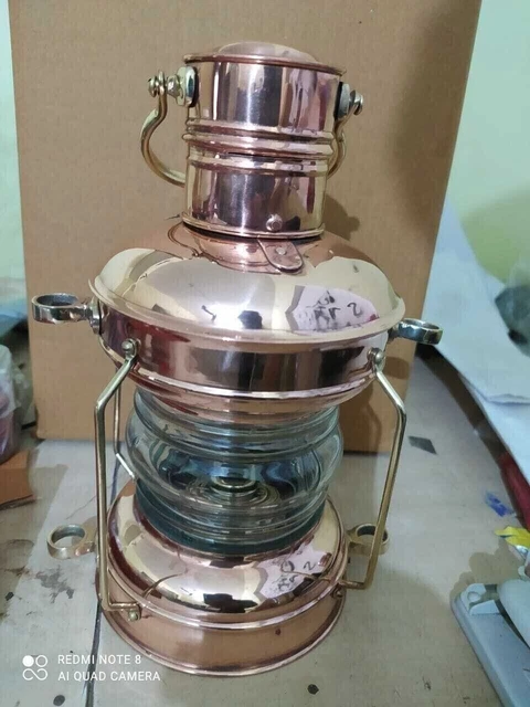 10" nautische kleine Laterne Bootslicht Messing & Kupfer Ankeröllampe Maritim 5