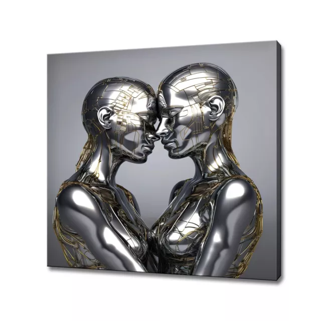 Shiny Metallic Lovers Girls Lesbian Couple Modern Design Home Decor Canvas