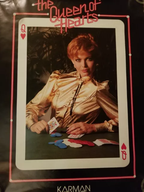 Vtg 1980s Gambling Card Poker Ladies Roper THE QUEEN OF HEARTS In Store Poster