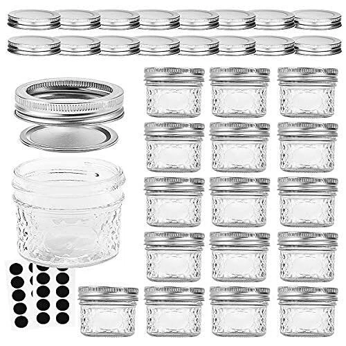 Mason Jars Canning Jars, 4 OZ Jelly Jars With Regular Lids and Bands