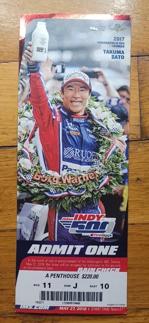2018 Indianapolis Indy 500 Ticket Stub Takuma Sato Will Power Small Crease