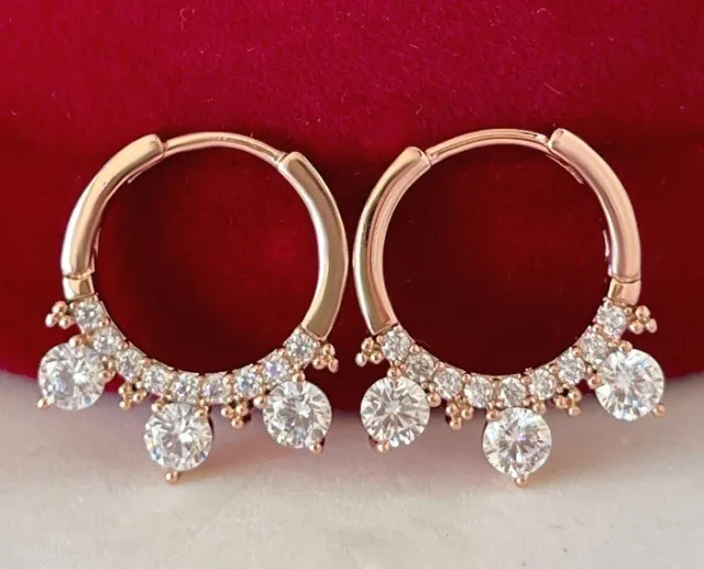 Luxus lange Ohrringe Creolen Zirkonia Kristalle 750er Gold 18K vergoldet Damen