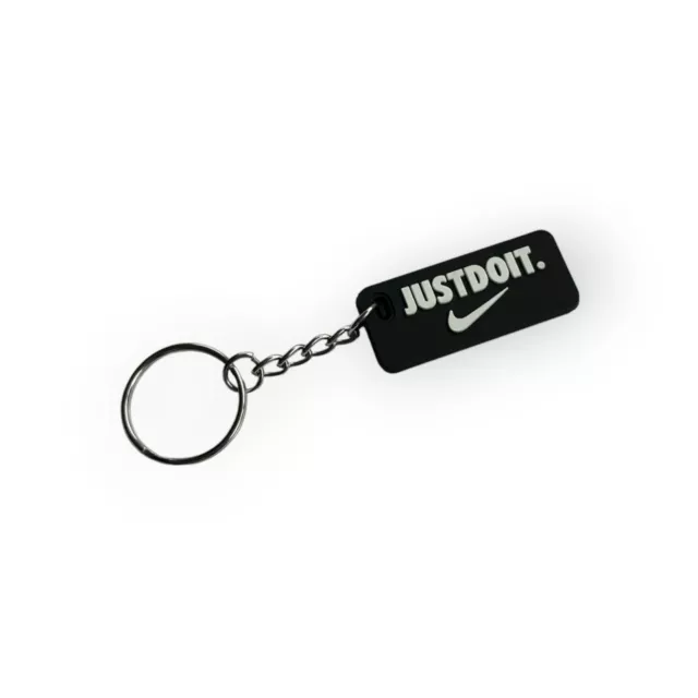 NIKE SWOOSH JUST Do It Keyring Keychain Rubber 4.5cm x 2cm Black White 3.99 PicClick UK