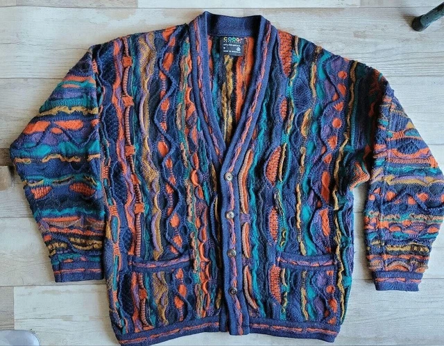 COOGI Wool Knitted Cardigan Sweater Size S Made In Australia Vintage 65cm 2